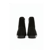 Handmade Mens Black Side Zipper Suede Leather Boots, Mens Ankle High Suede - back-view