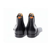 Men's Black Leather Square Toe Chelsea Boots - back-view