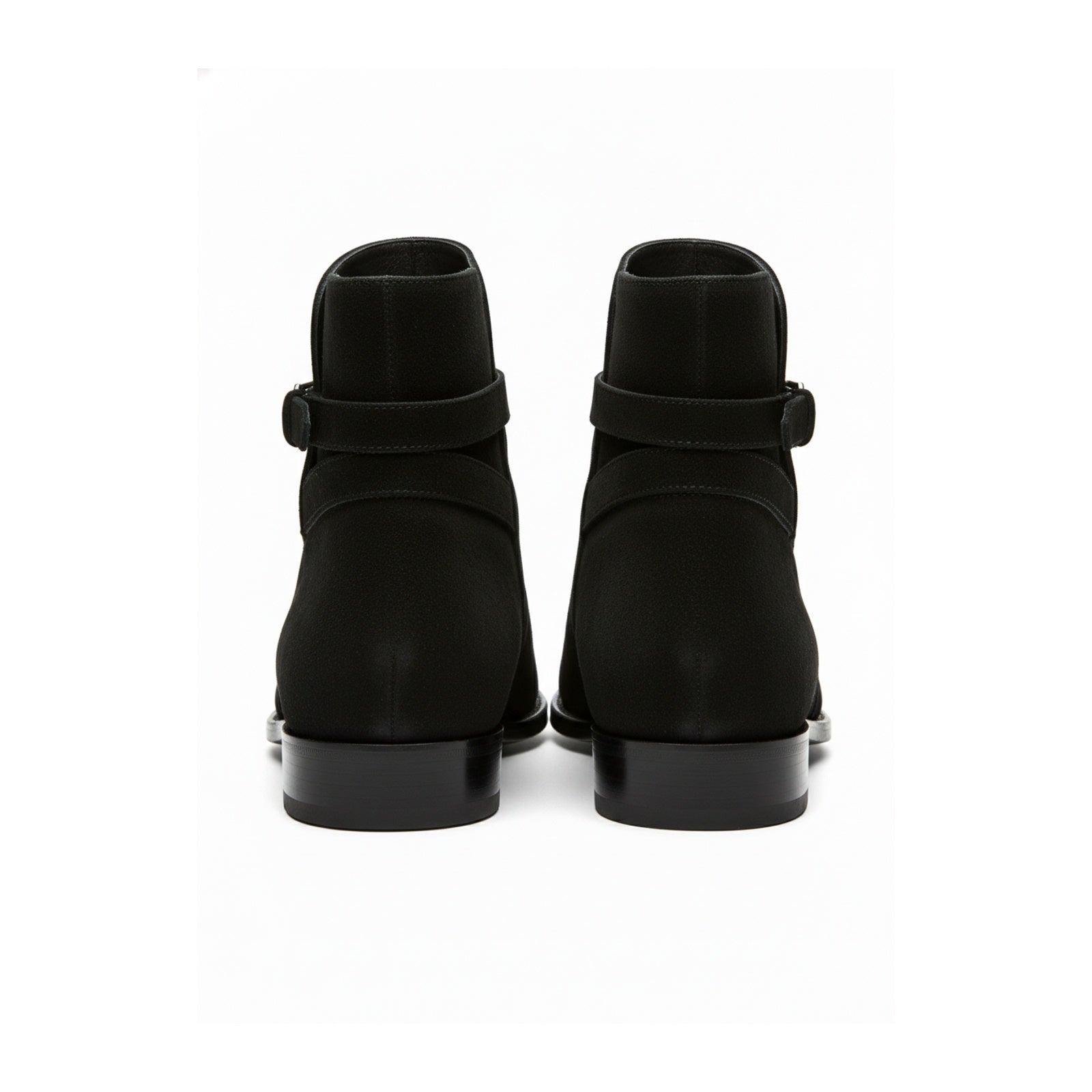 Handmade Mens Black Suede Leather Boots, Men Black Jodhpurs Leather Boot - back-view
