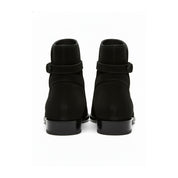 Handmade Mens Black Suede Leather Boots, Men Black Jodhpurs Leather Boot - back-view