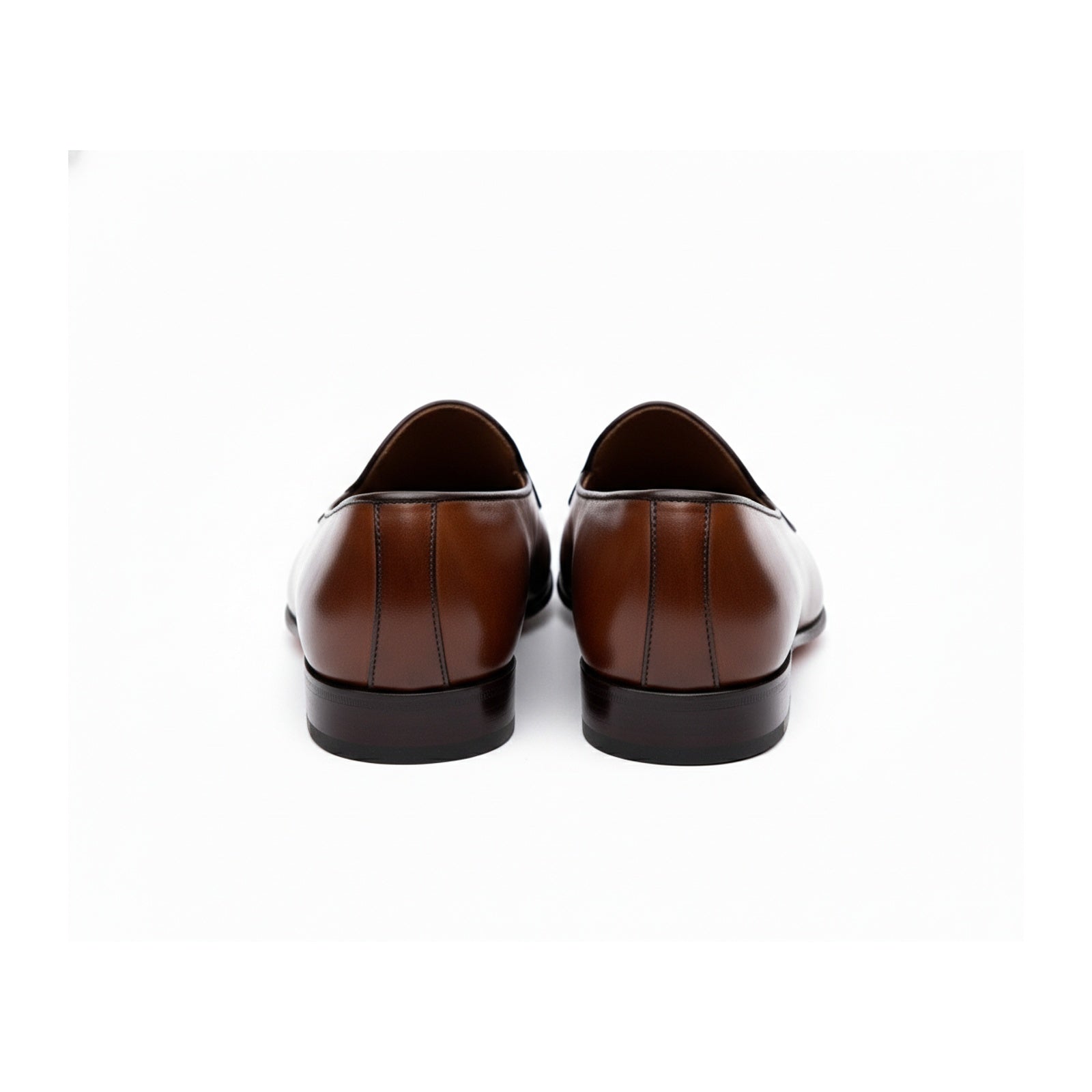 Men's Brown Leather Penny Loafers - back-view