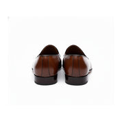 Men's Brown Leather Penny Loafers - back-view
