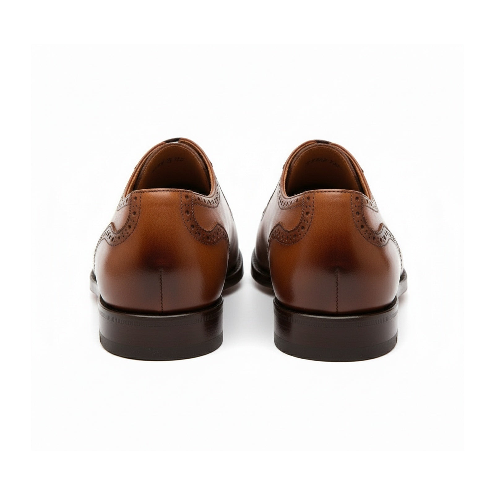 Men's Brown Leather Wingtip Brogue Dress Shoes - back-view