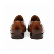 Men's Brown Leather Wingtip Brogue Dress Shoes - back-view