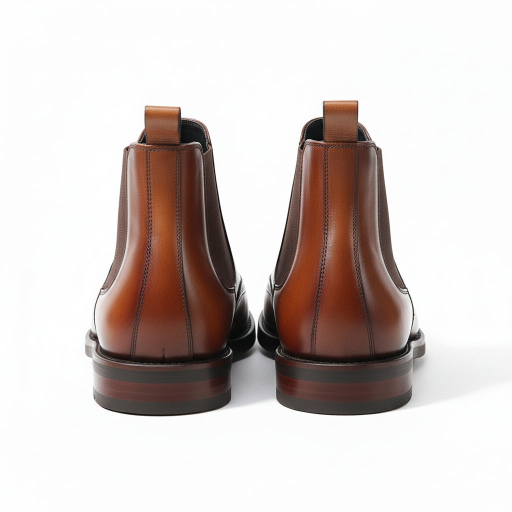 Men's Cow Leather Wingtip Dress Boots - back-view