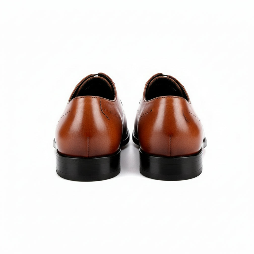 Men's Brown Leather Wingtip Oxford Shoes - back-view