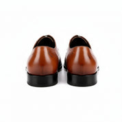 Men's Brown Leather Wingtip Oxford Shoes - back-view