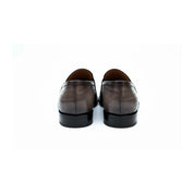 Men's Gray Crocodile Leather Moccasin Dress Shoes - back-view