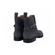 Men's Dark Gray Suede Jodhpur Ankle Boots - back-view