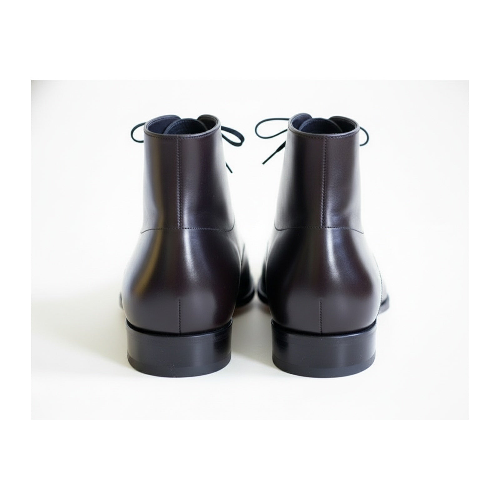 Handmade Mens Fashion Ankle Leather Boot, Men Black Lace Up Boot, Mens Boot - back-view