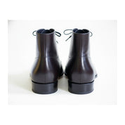 Handmade Mens Fashion Ankle Leather Boot, Men Black Lace Up Boot, Mens Boot - back-view
