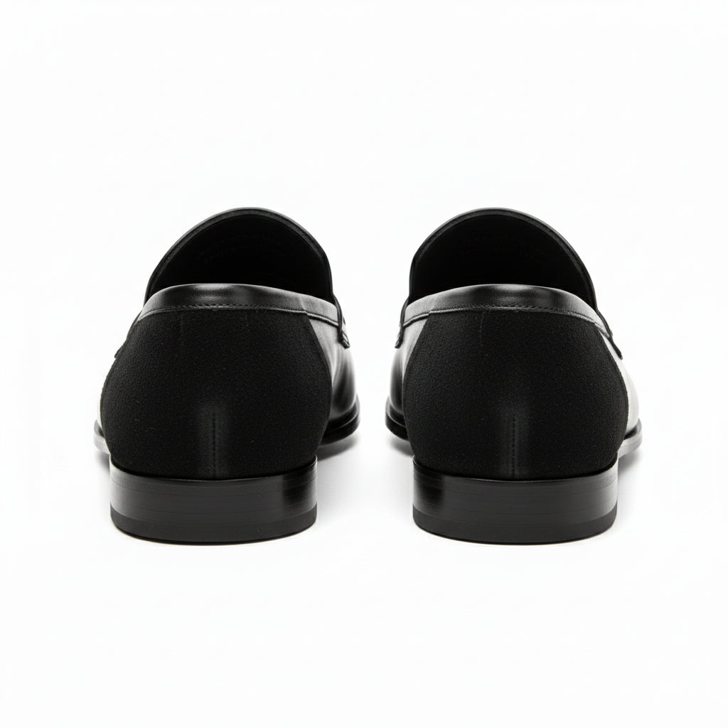 Handmade Mens Leather Shoes, Men Formal Slip on Leather Moccasin Dress Shoe - back-view