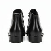 Handmade Mens Pointed Toe Boots, Men Black Zipper Ankle Boot, Fashion - back-view