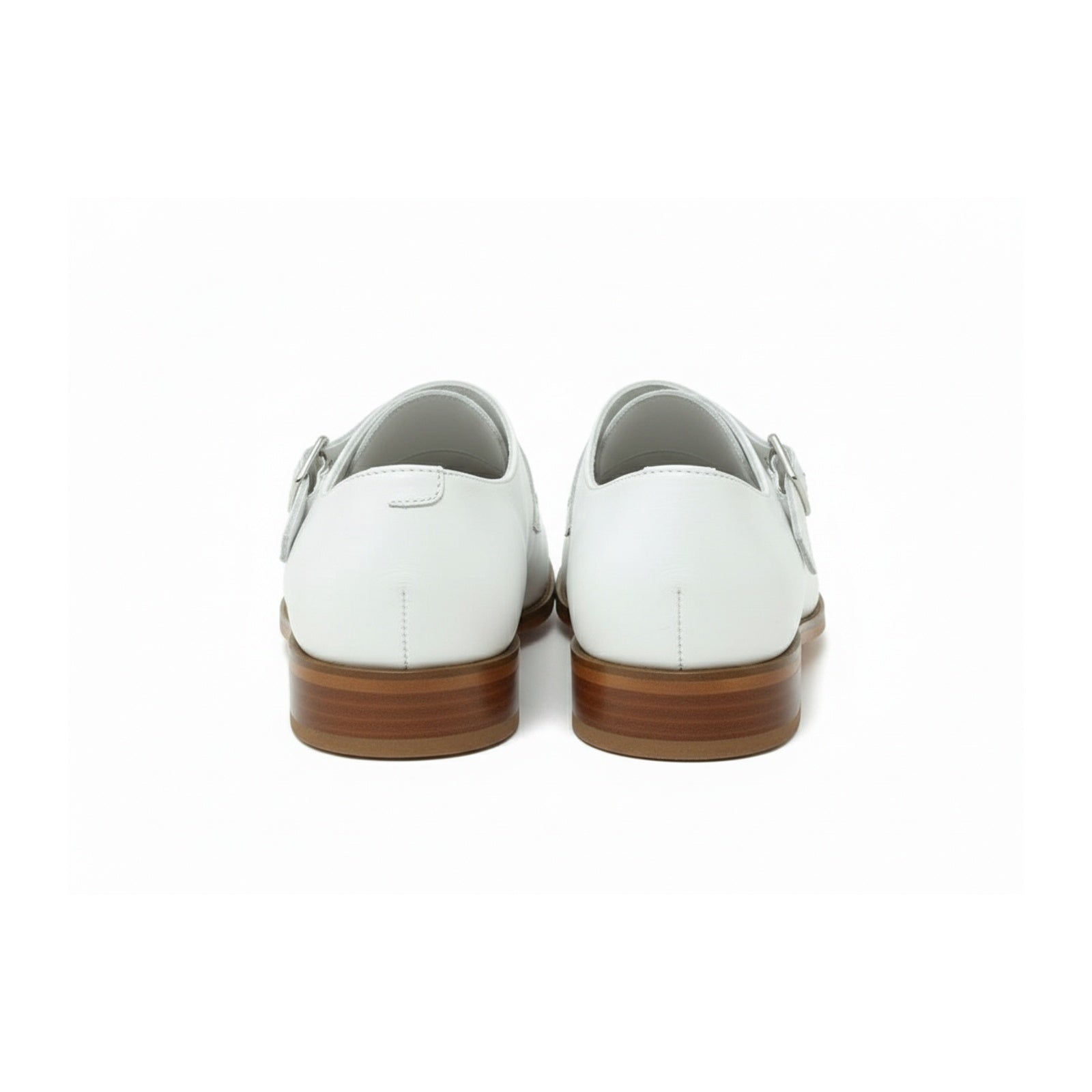Men's White Leather Oxford Dress Shoes - back-view