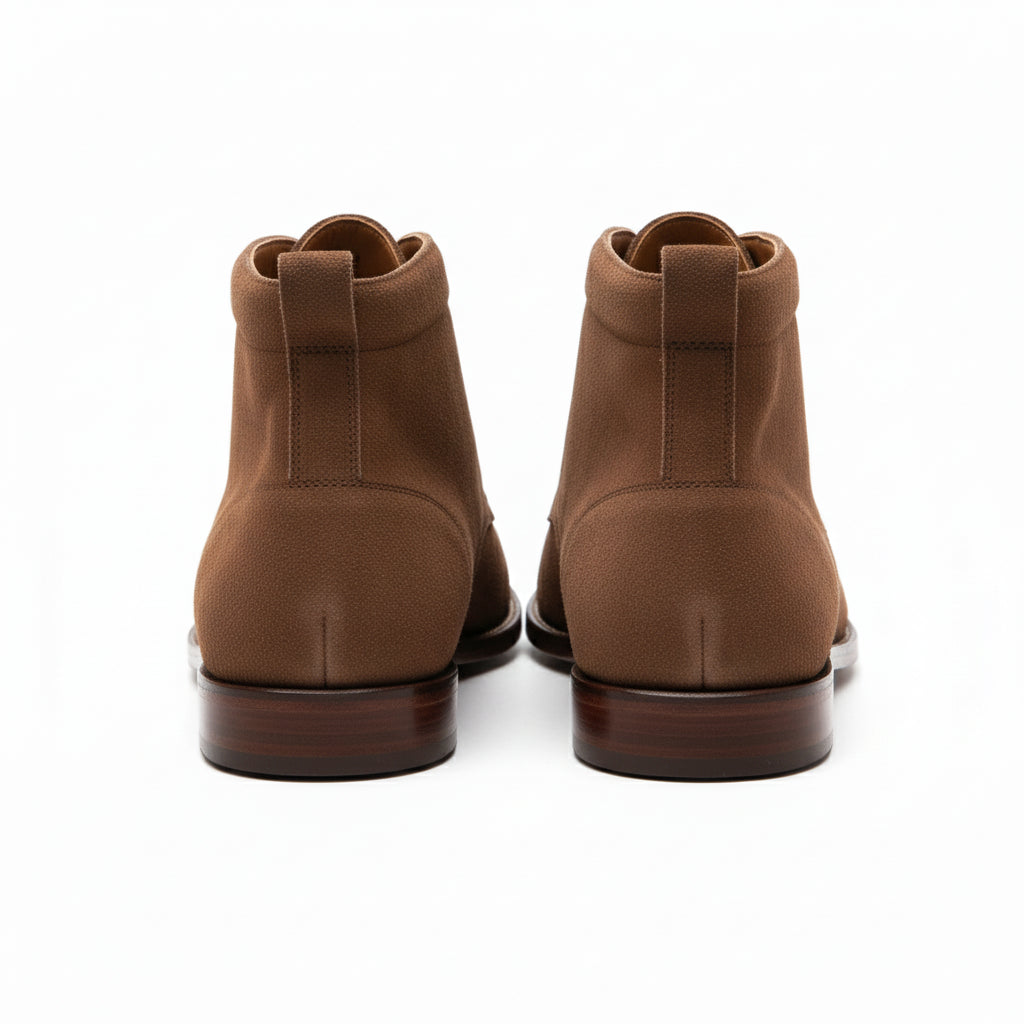 Men's Brown Suede Moc-Toe Lace-Up Boots - back-view
