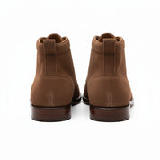 Men's Brown Suede Moc-Toe Lace-Up Boots - back-view