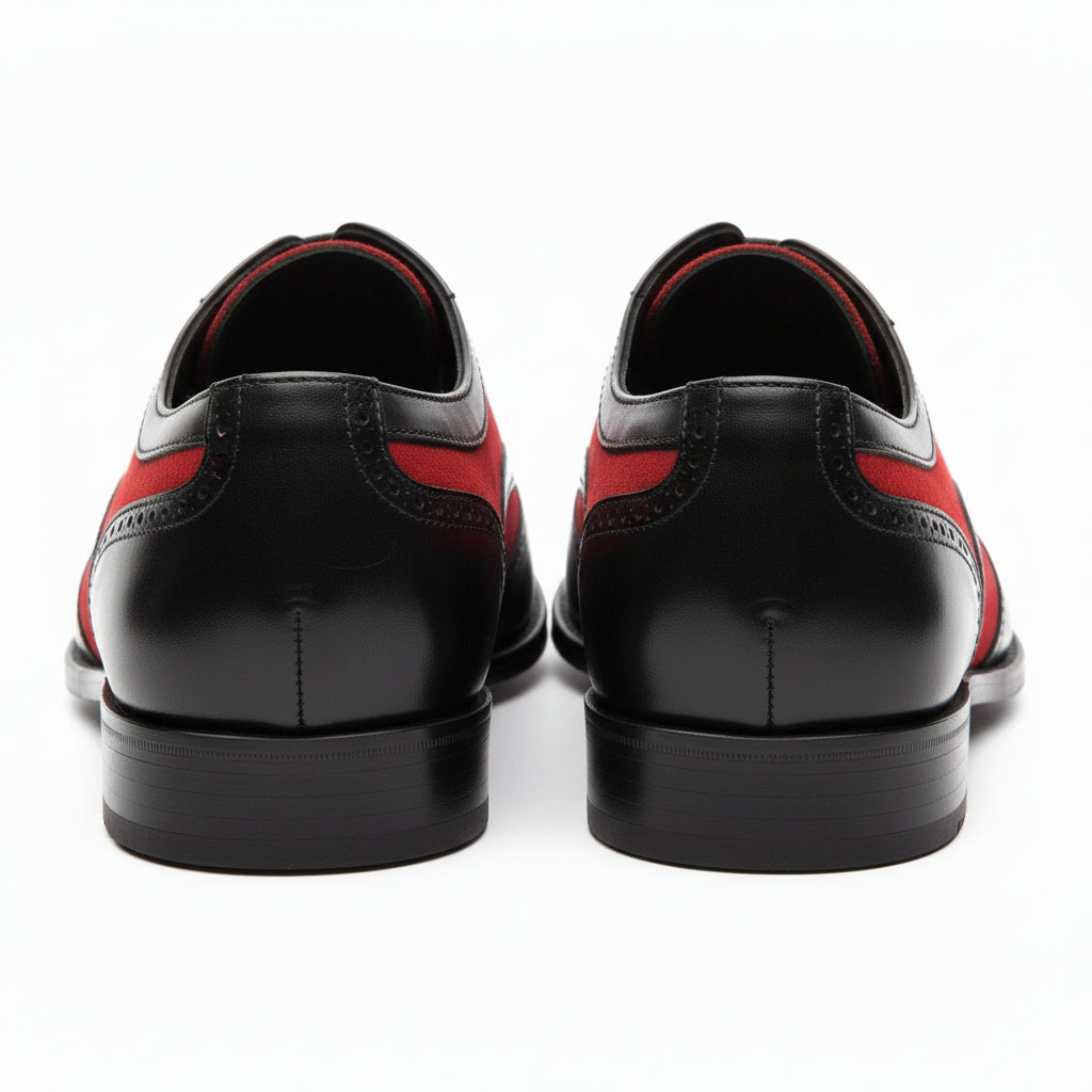 Handmade Two Tone Wingtip Brogue Party Shoes, Men Oxford Leather Dress Shoe - back-view