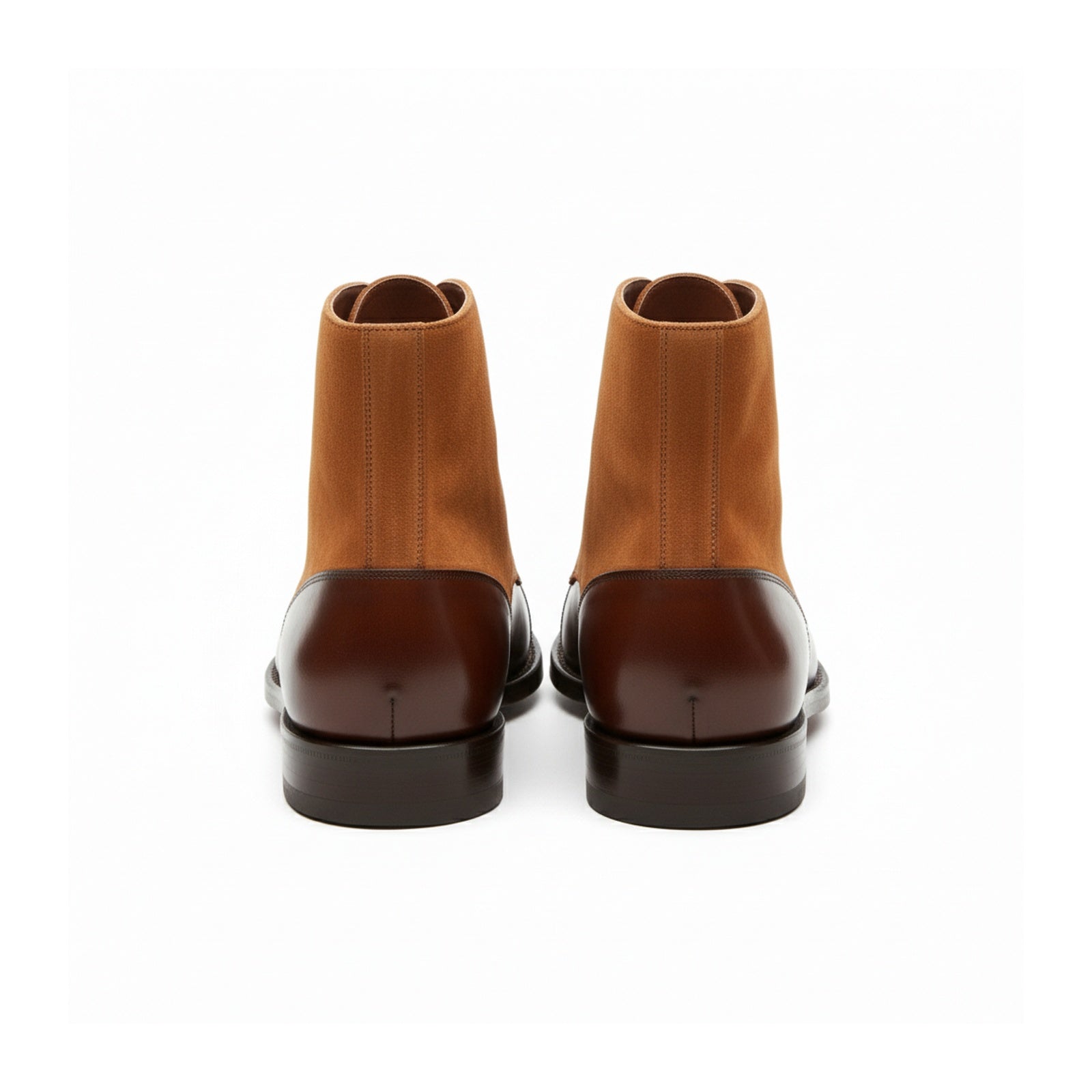 back-view - Lace-up Ankle Boots | Brown Leather & Tan Suede