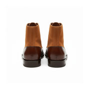 back-view - Lace-up Ankle Boots | Brown Leather & Tan Suede