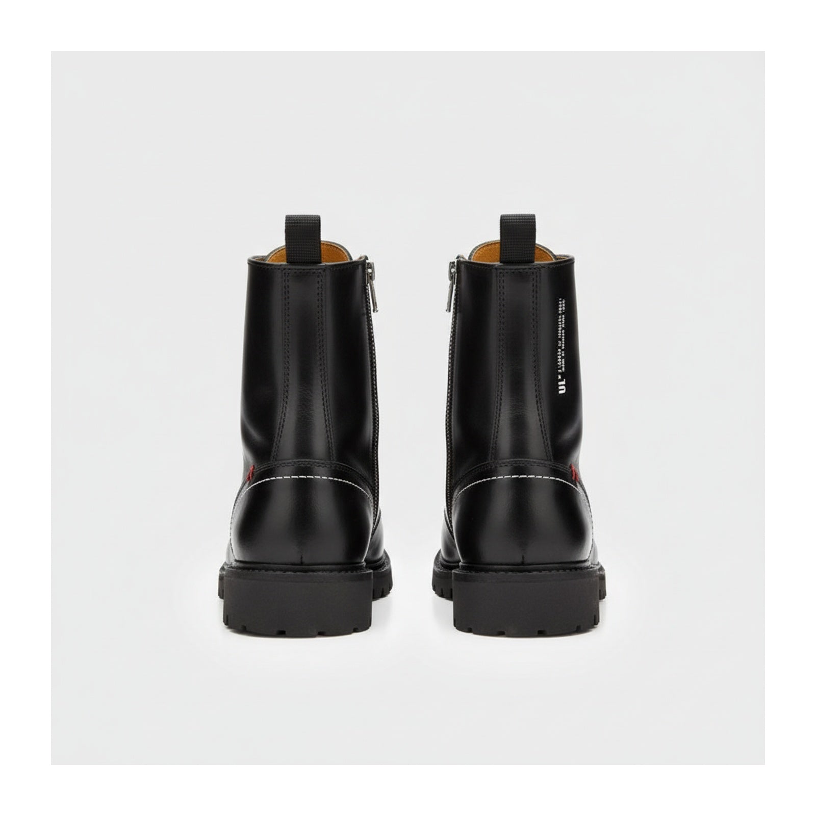 back-view - Leather Biker Boots - Rugged Black