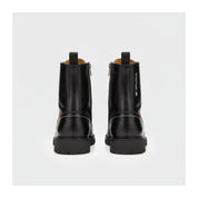 back-view - Leather Biker Boots - Rugged Black