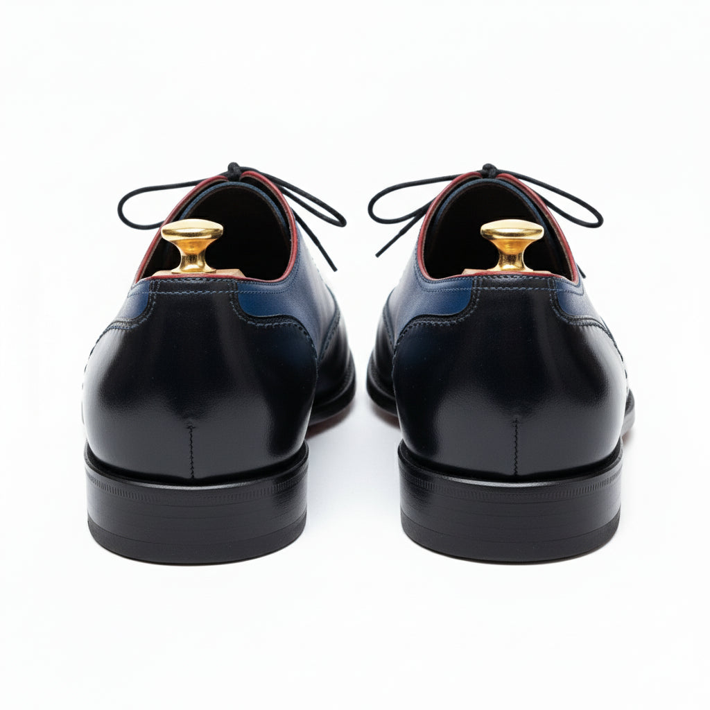 Leather Formal Dress Shoes in Black and Blue - back-view
