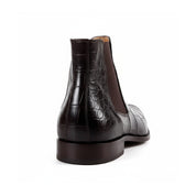 Men Crocodile Boots, Dark Brown Crocodile Texture Boots, Mens Boot - back-view