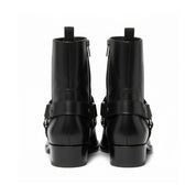 Men Fashion High Ankle Side Zipper Black Boot, Men Genuine Leather Boot - back-view
