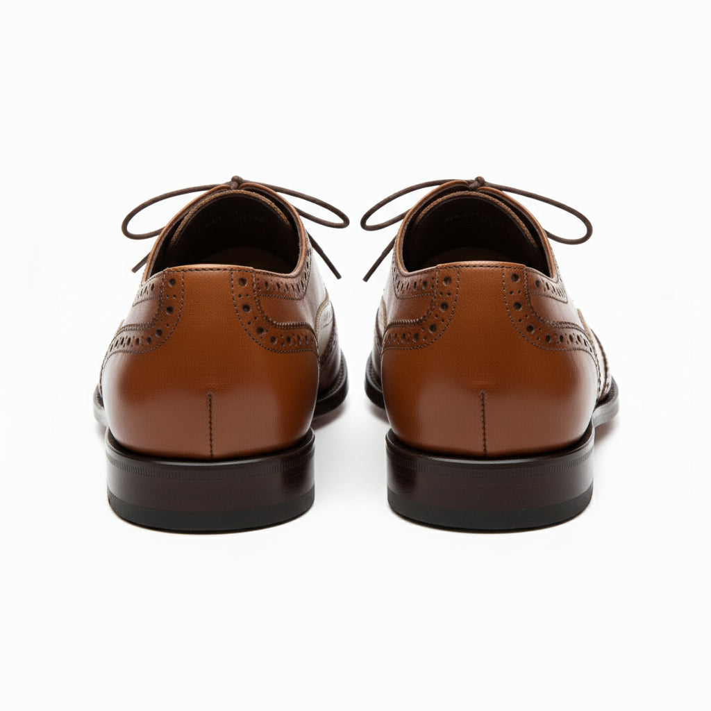 Men Spectator Shoes, Two Tone Shoes, Brown and White Formal Shoes, - back-view