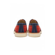 Men Two Tone Suede Leather Shoes, Derby Red and Navy Crepe Sole Shoes - back-view