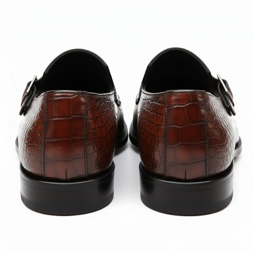 Men's Alligator Embossed Leather Moccasins - back-view