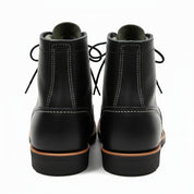 Men's Ankle High Black Leather Casual Boots - back-view