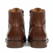 Men's Antique Brown Leather Ankle Boots with Side Zipper - back-view