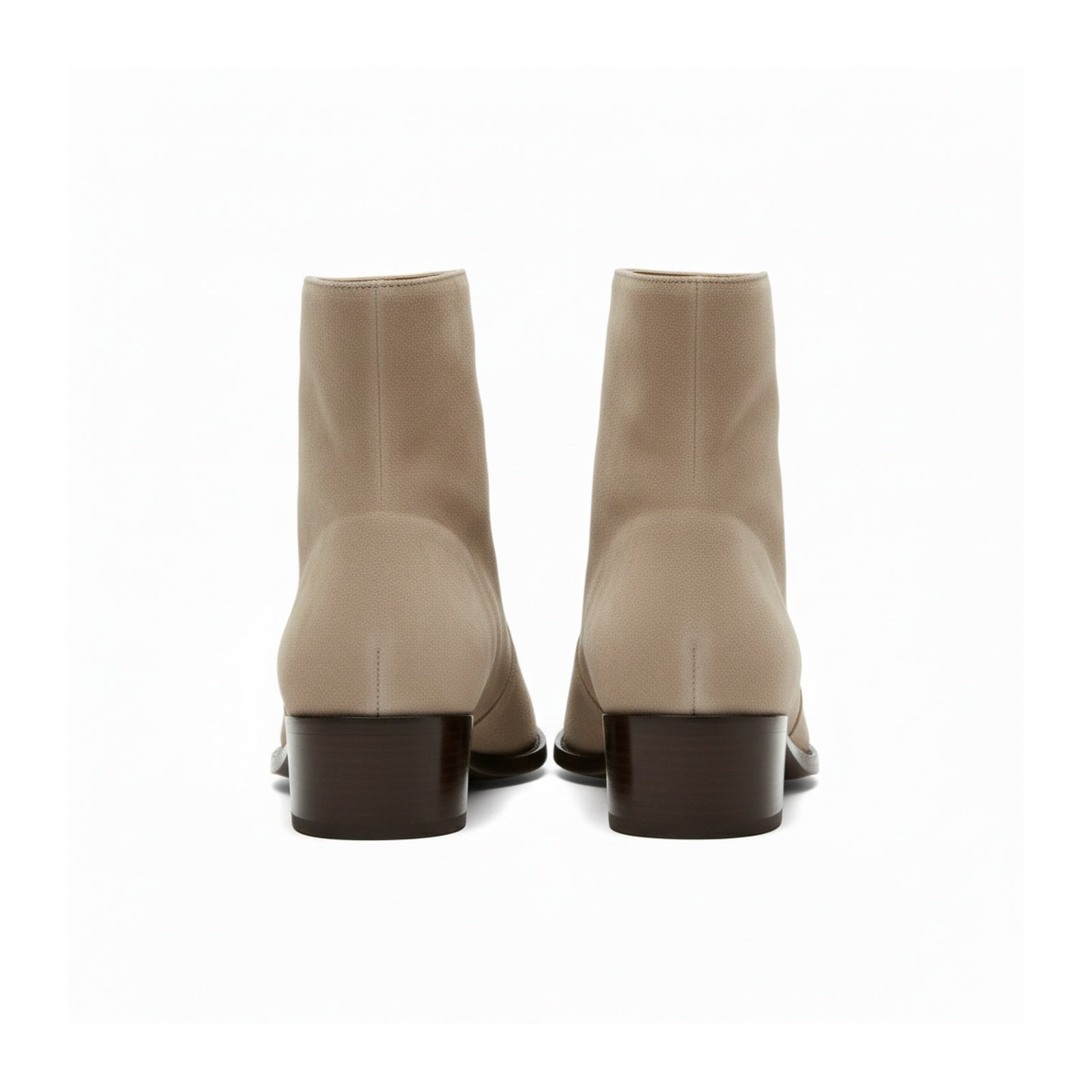 back-view - Men's Beige Suede Ankle Boots with Zipper Closure