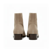 back-view - Men's Beige Suede Ankle Boots with Zipper Closure