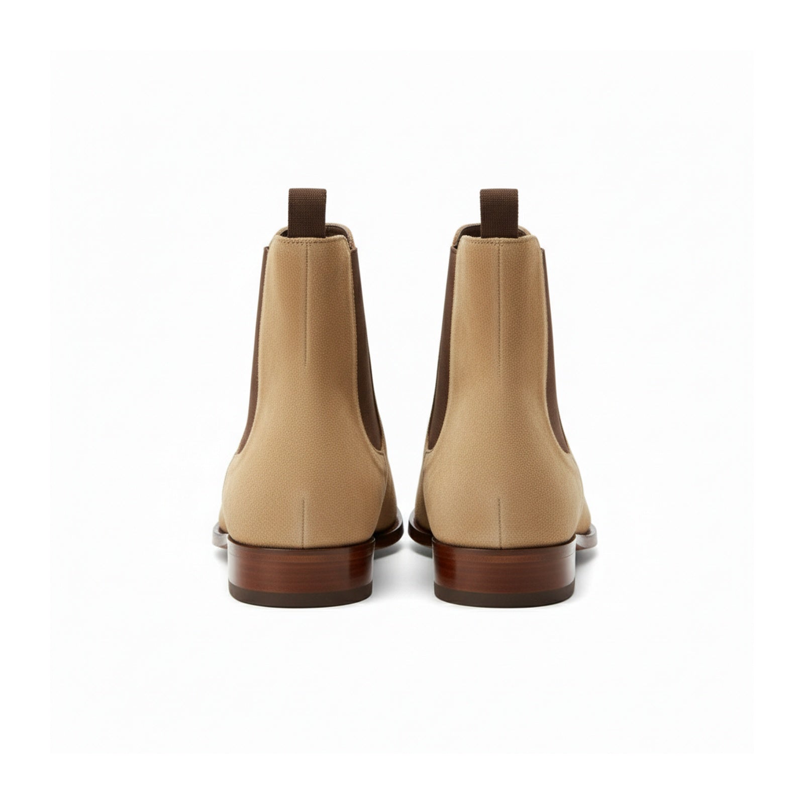 back-view - Men's Beige Suede Chelsea Ankle Boots