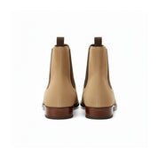back-view - Men's Beige Suede Chelsea Ankle Boots