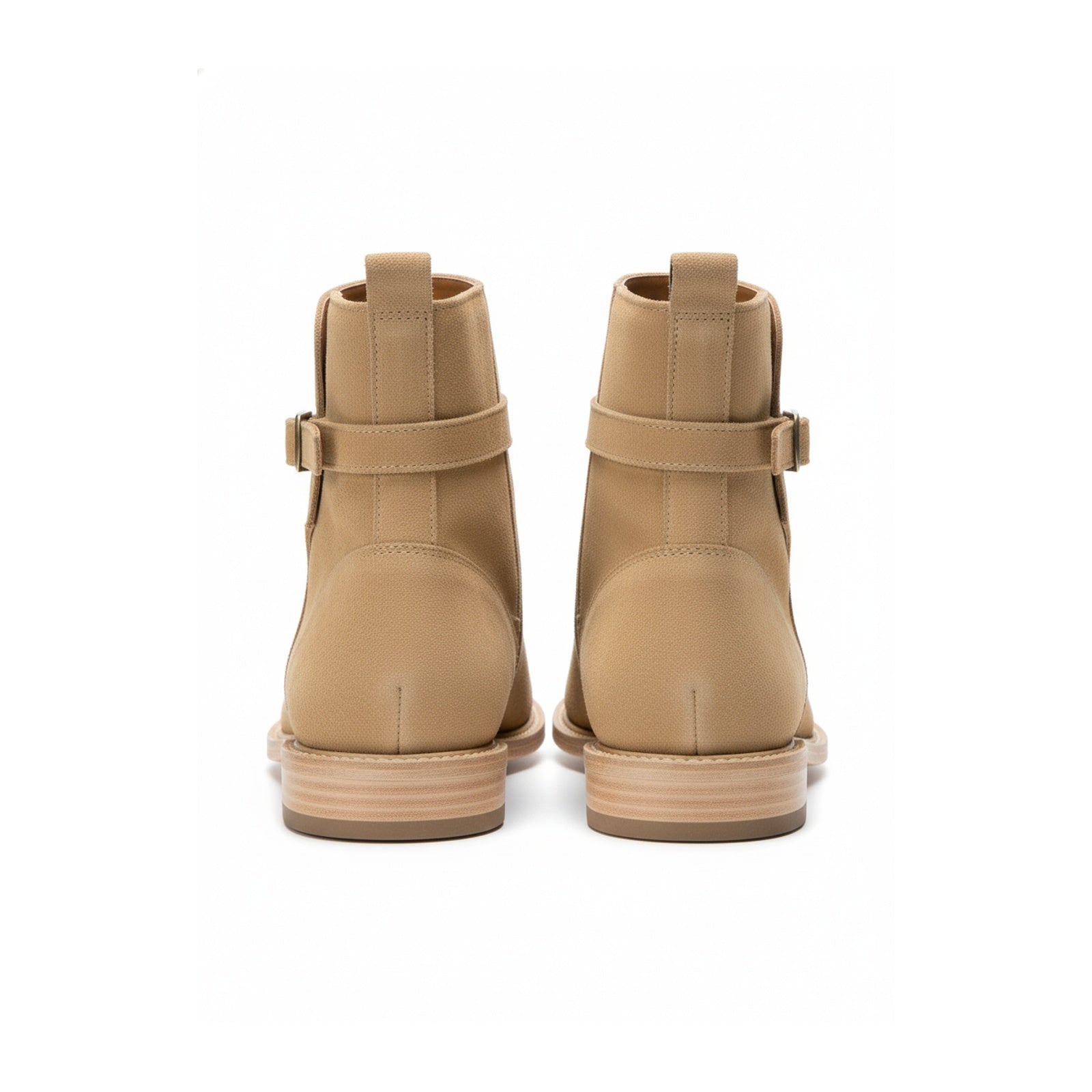 Men's Beige Suede Jodhpur Ankle Boots - Handmade Luxury Footwear - back-view