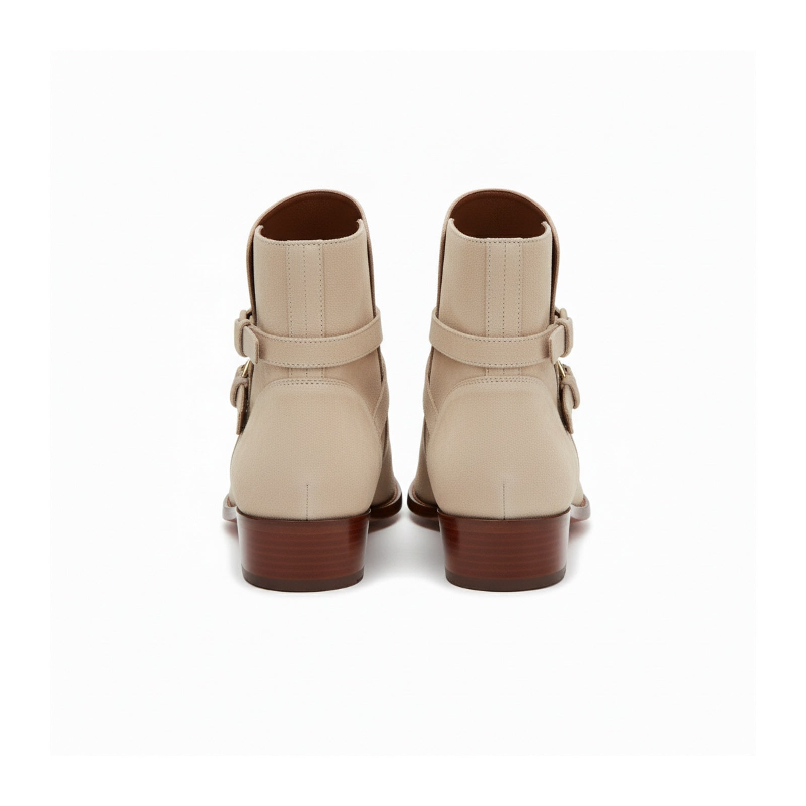back-view - Men's Beige Suede Jodhpurs Boots with Ankle Strap