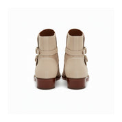 back-view - Men's Beige Suede Jodhpurs Boots with Ankle Strap