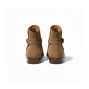 back-view - Men's Beige Suede Jodhpurs Boots with Monk Strap Closure
