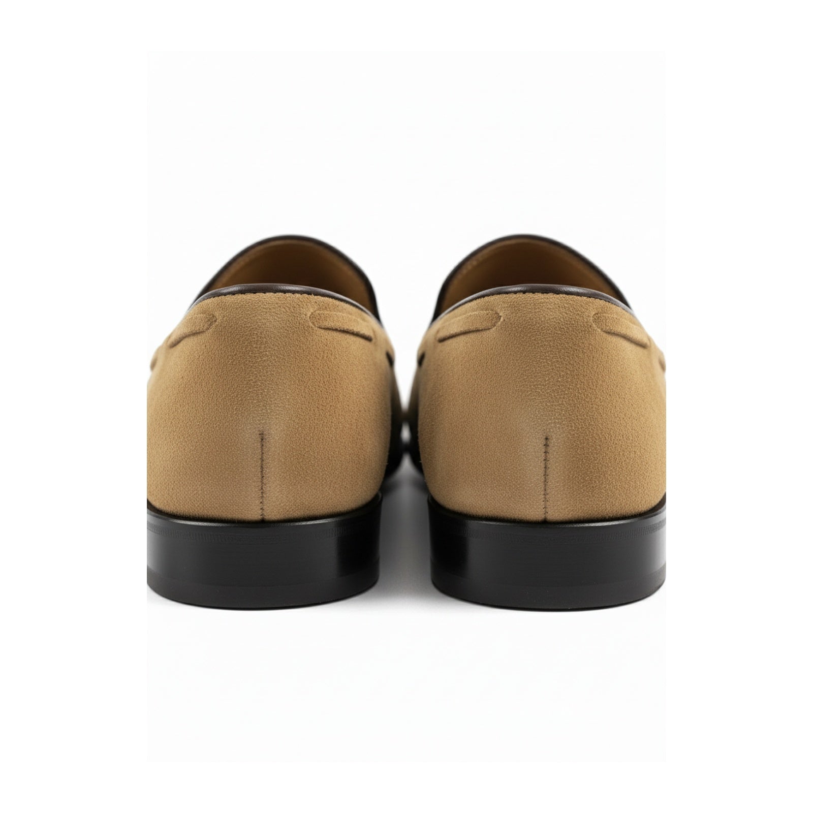 Men's Beige Suede Moccasins - back-view