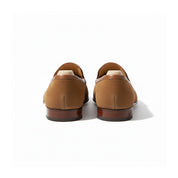 back-view - Men's Beige Suede Slip-On Moccasins