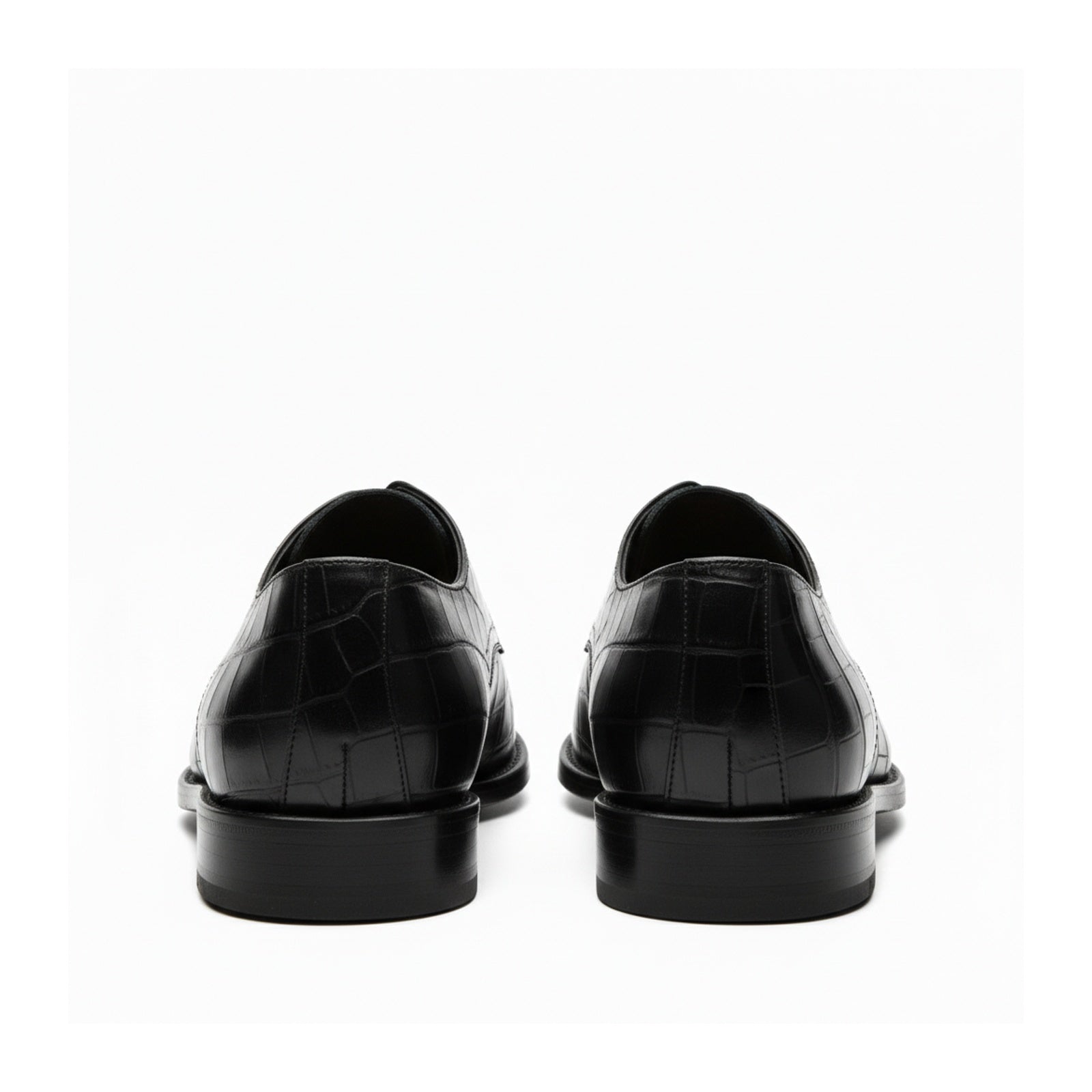 back-view - Men's Black Alligator Leather Oxford Shoes