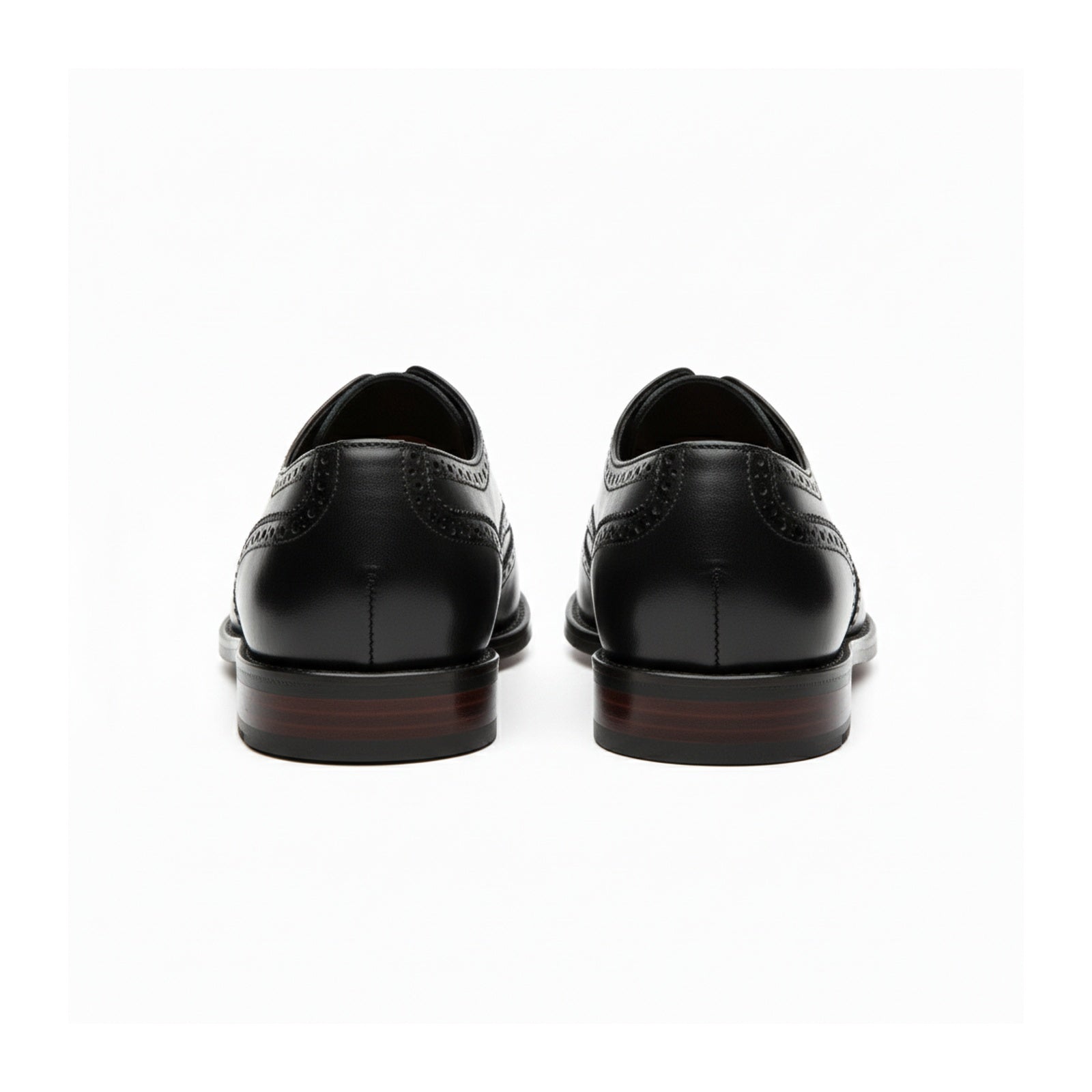 back-view - Men's Black & Brown Leather Wingtip Dress Shoes