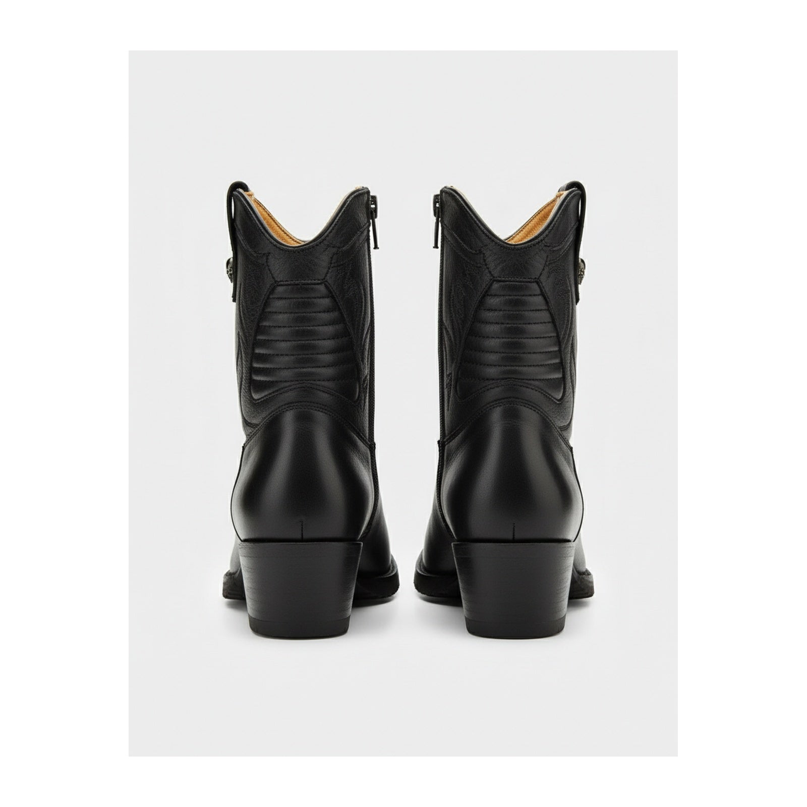 back-view - Men's Black Calf Leather Ankle Boots