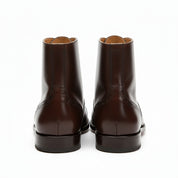 Men's Black Cap Toe Ankle Leather Lace-up Boots - back-view