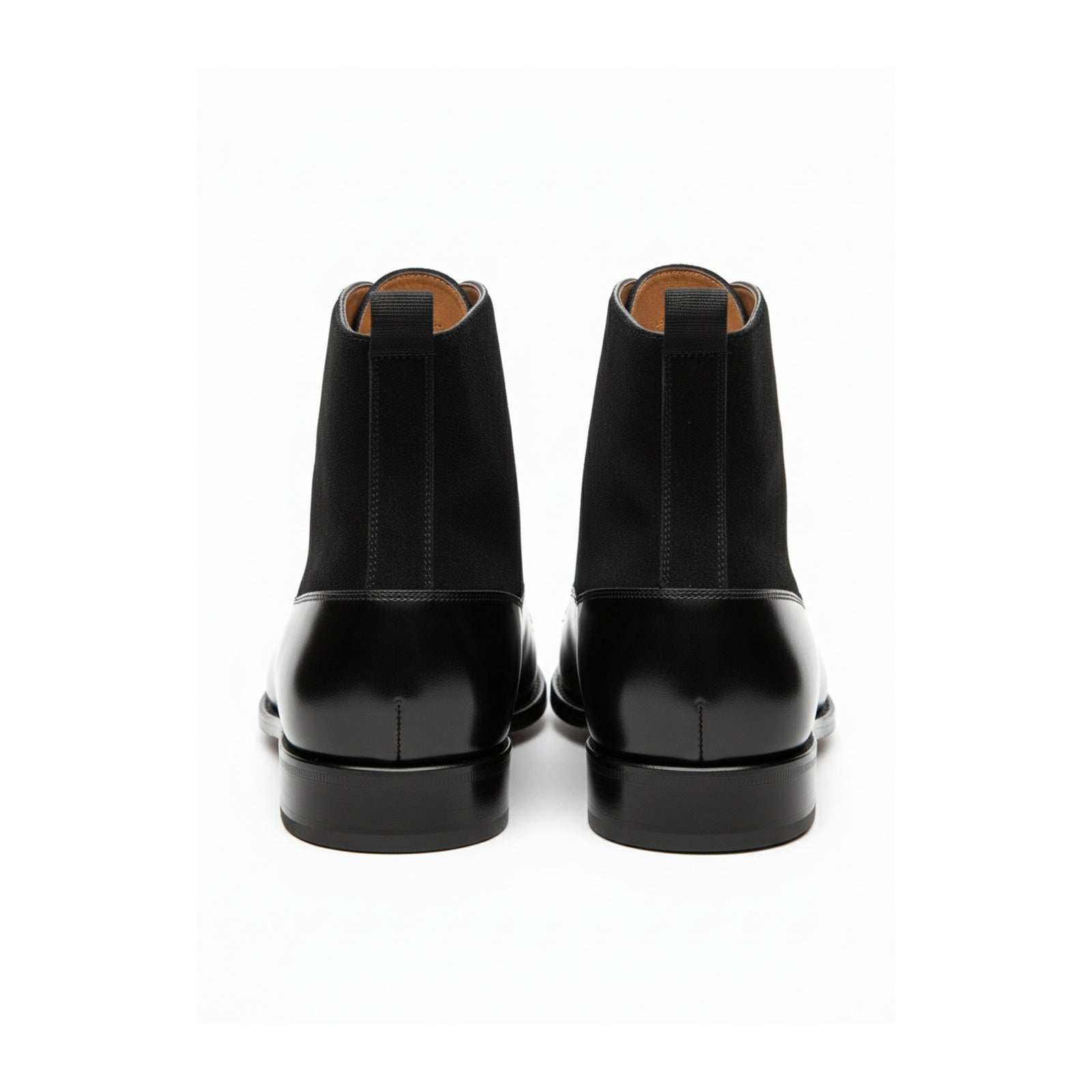 Men's Black Cap Toe Lace-Up Ankle Boots - back-view