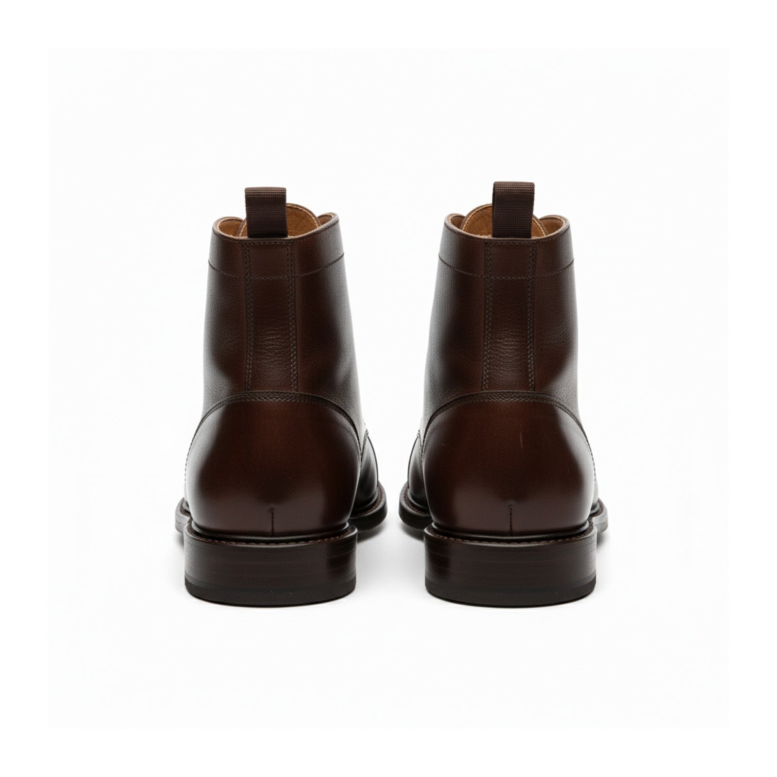 back-view - Men's Black Cap-Toe Leather Ankle Boots