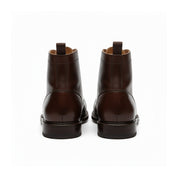 back-view - Men's Black Cap-Toe Leather Ankle Boots